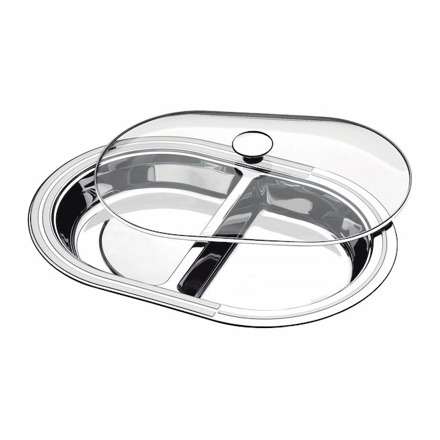 Tramontina Ciclo divided serving dish with glass lid 45 cm